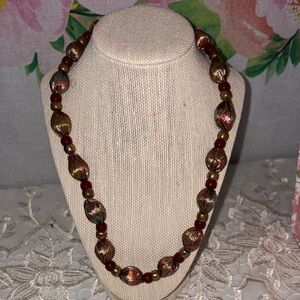 Chic Multicolor Burgundy Beaded Necklace